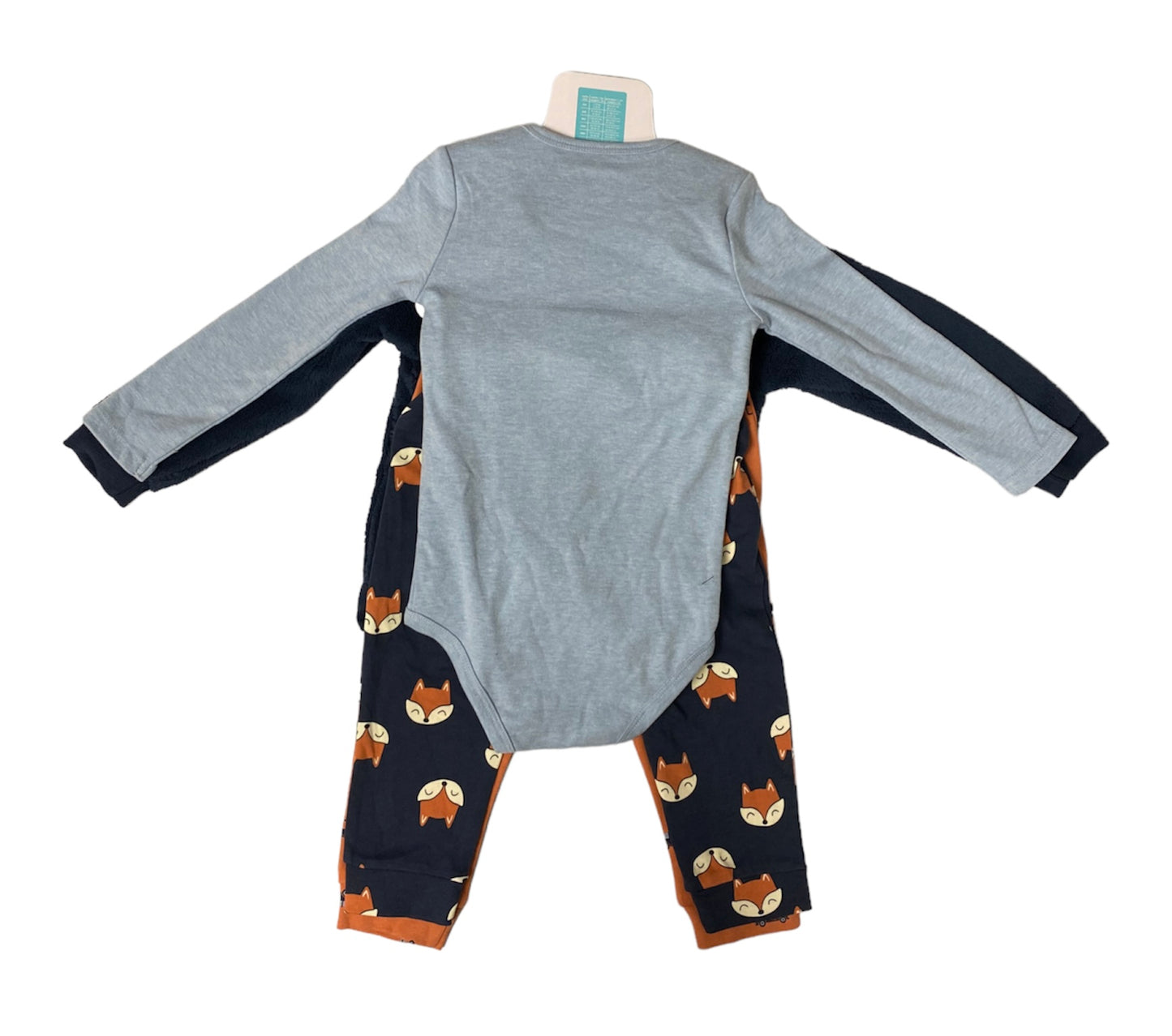 Baby Boy 4-Piece Blue Plush Top With Bodysuit & Pants